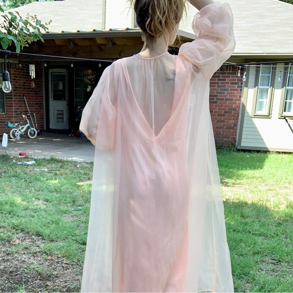 Vintage 60s peignoir slip and robe set - Picture 10 of 11